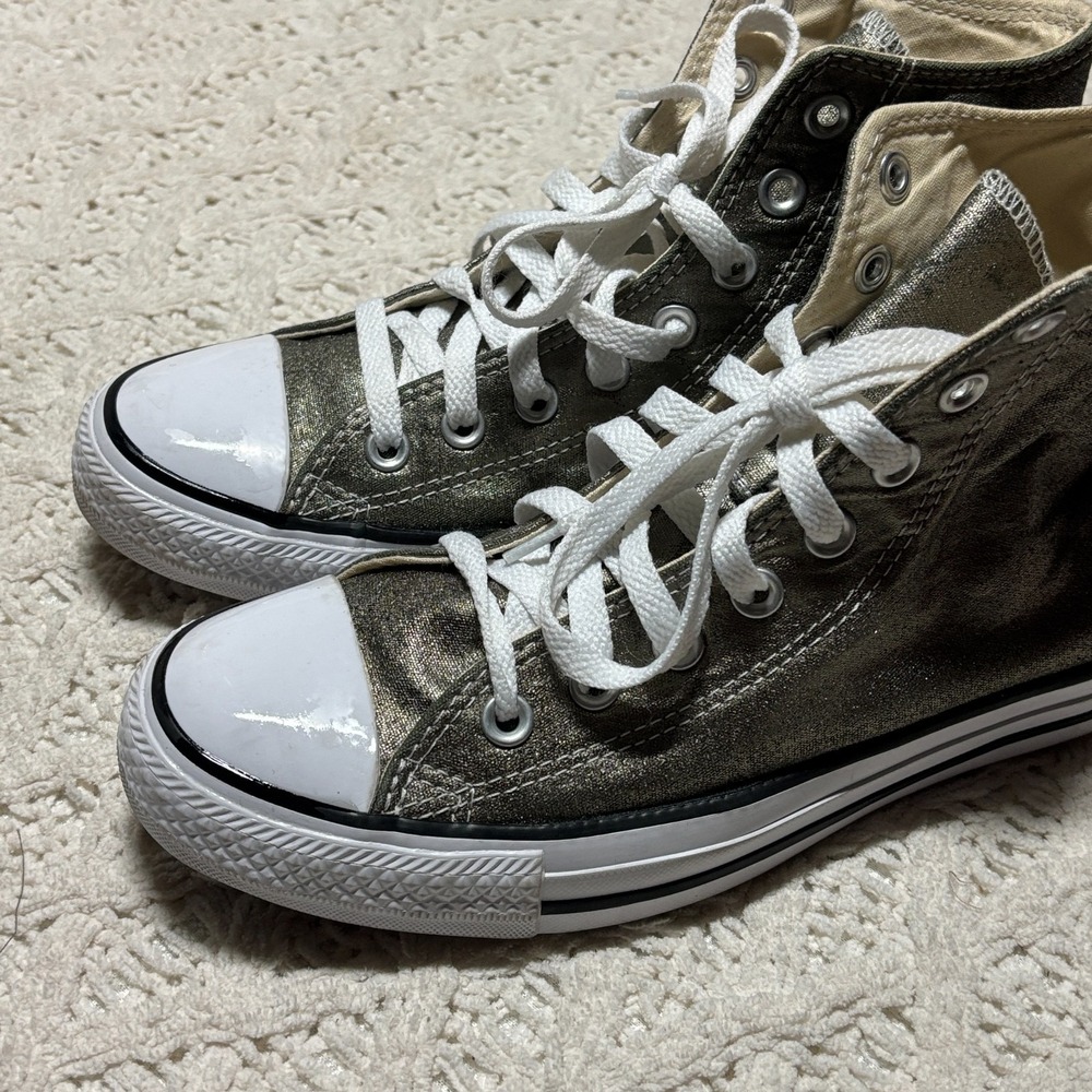 Converse All Star Textile Golden Metallic Shimmer High Top Sneakers Women's Sz 9